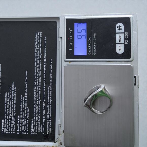 Vintage 925 Silver Abalone CZ Ring Chunky Statement Cocktail Large Unique - Picture 10 of 11